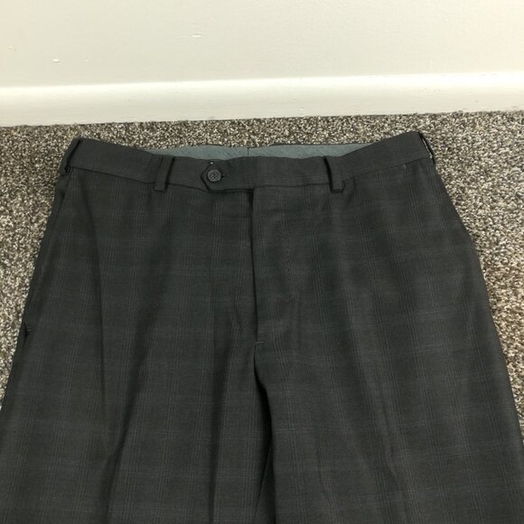 Bespoke J Hilburn Suit 40R Wool Windowpane Plaid Gray 32x31 - Picture 15 of 16